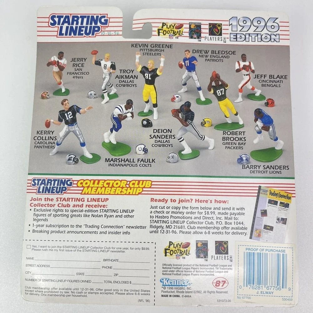 1996 Starting Lineup JOHN ELWAY Figure and Card Denver Broncos